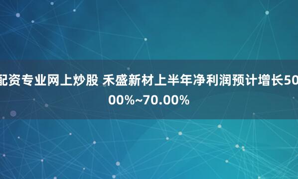 配资专业网上炒股 禾盛新材上半年净利润预计增长50.00%~70.00%