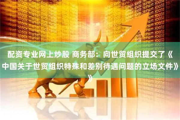 配资专业网上炒股 商务部：向世贸组织提交了《中国关于世贸组织特殊和差别待遇问题的立场文件》